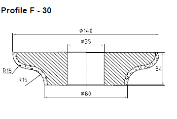 Vincent F30 CNC Profile Wheel – Position 0 Segmented, 140 mm Diameter