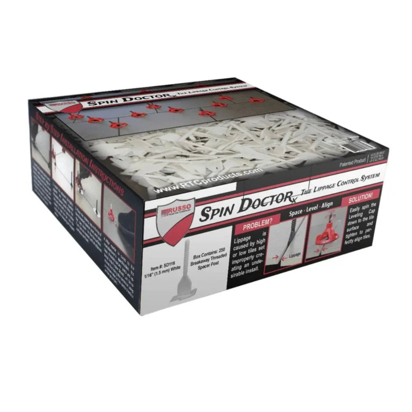 250 Piece Box Of  1/16" Spin Doctor Leveling System Posts