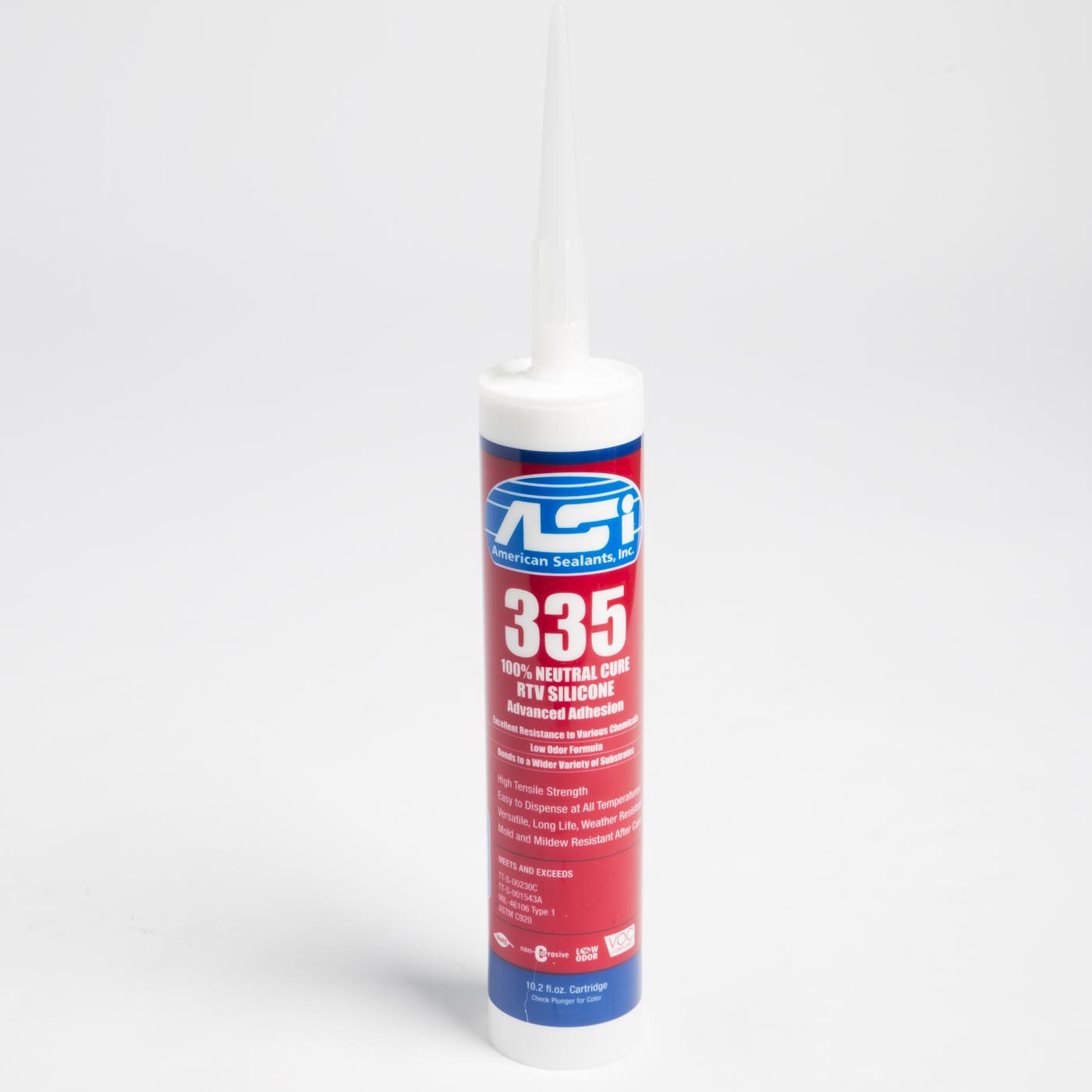 ASI 335 Neutral Cure RTV Silicone Sealant – 10.2 oz. Cartridge, Black