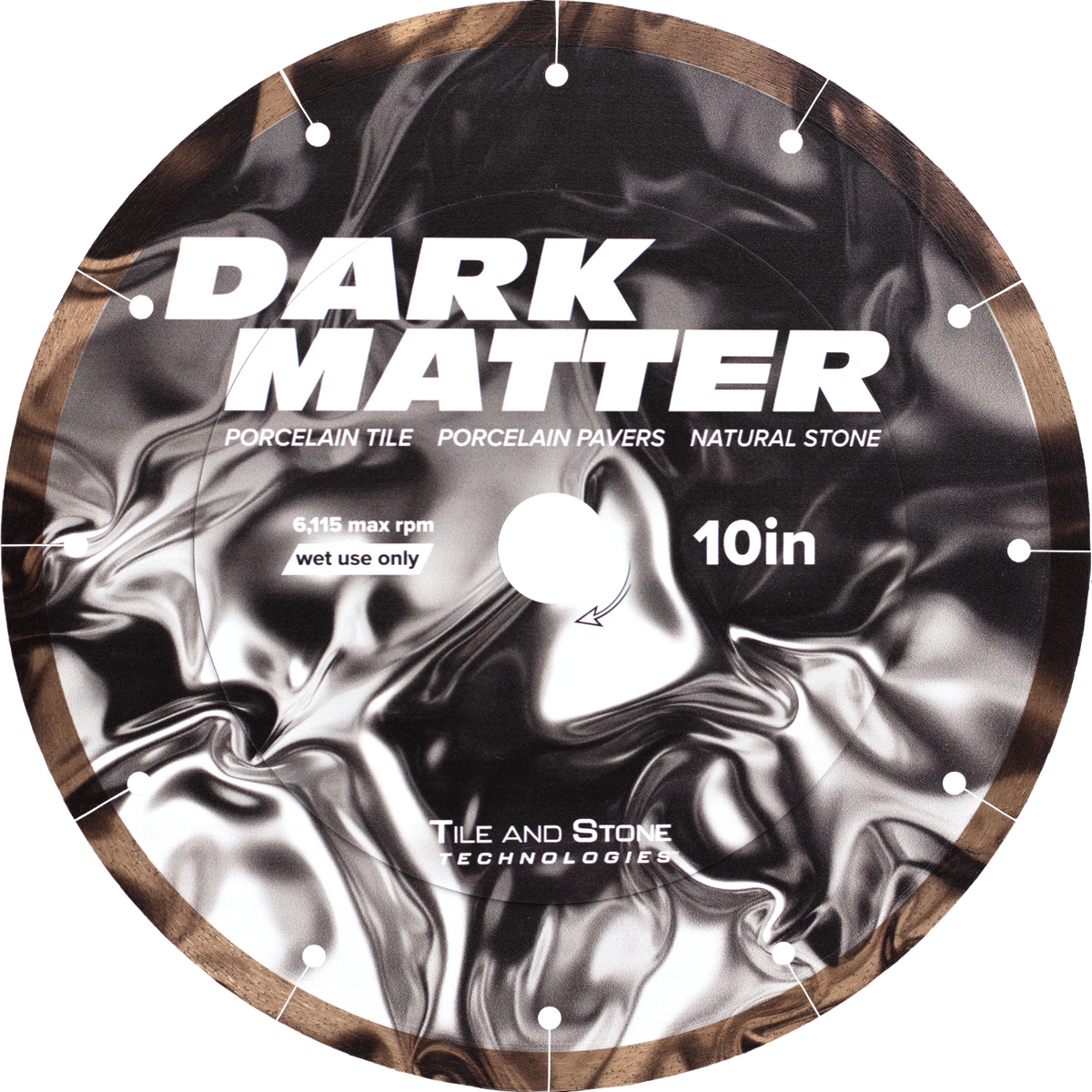 TST Dark Matter Tile Saw Blade – 10 in., 10 mm Segment, for Porcelain, Granite & Marble