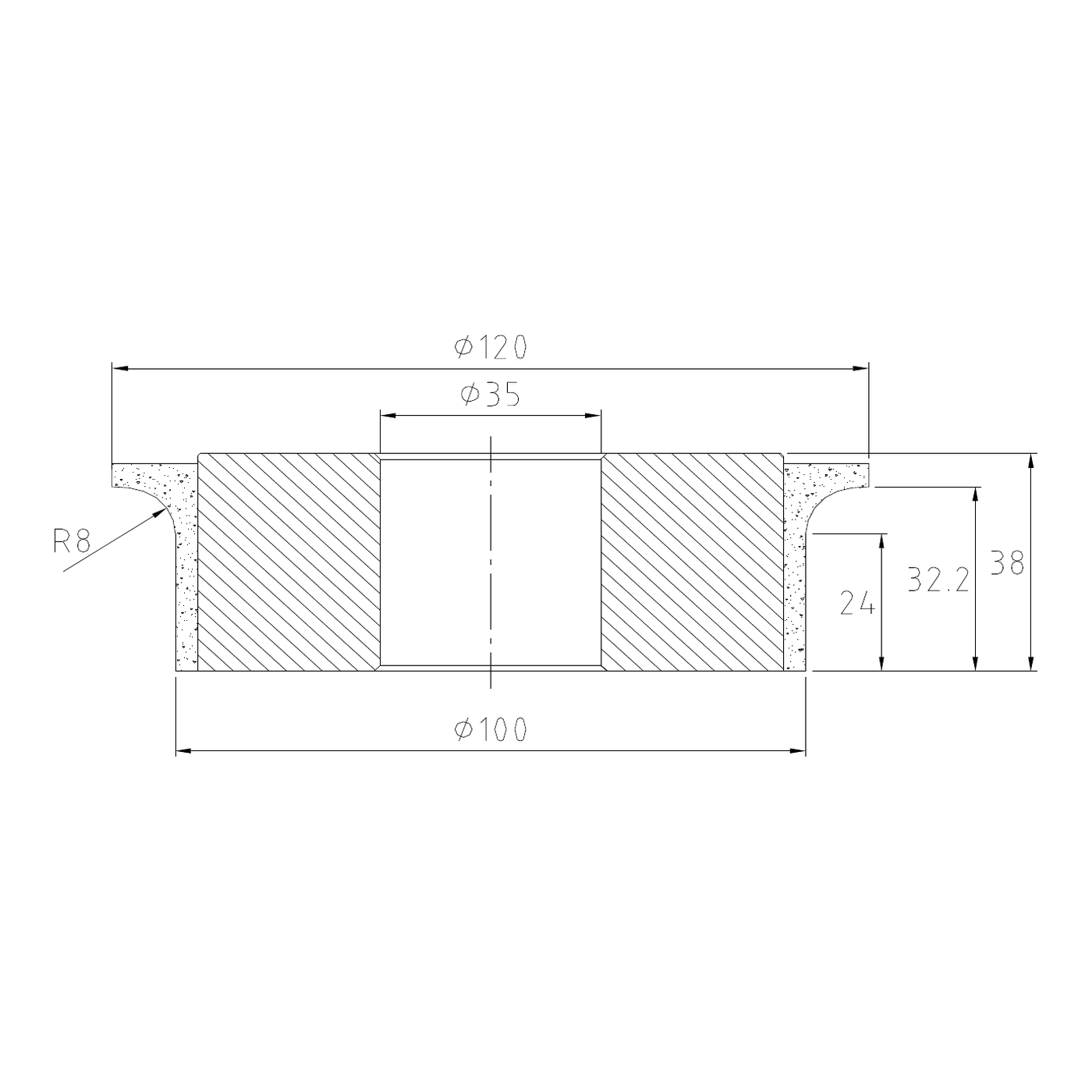 Vincent A30 R6 CNC Profile Wheel – Position 1 Roughing, 120 mm Diameter