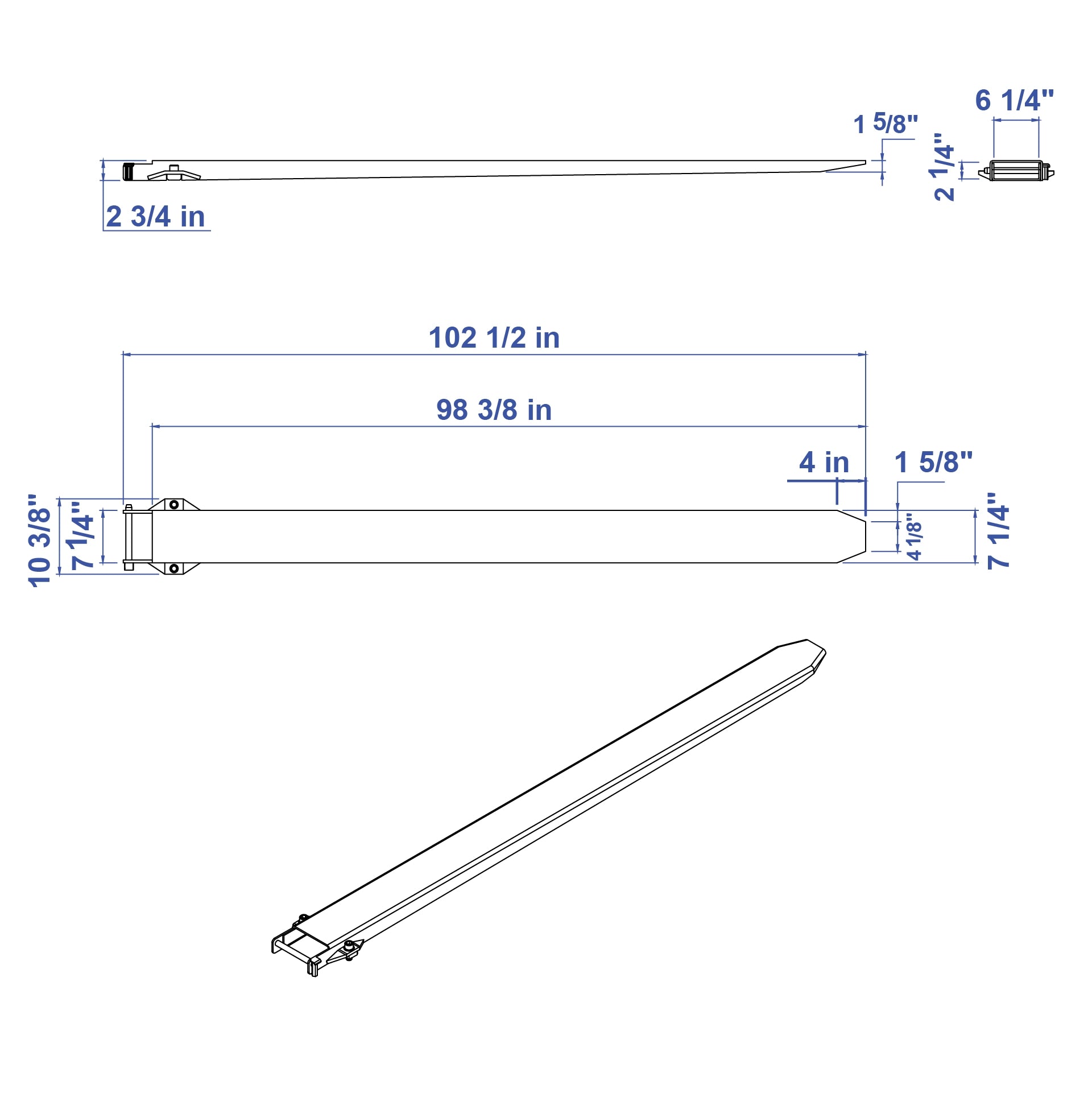Aardwolf Heavy Duty Fork Extensions AFE-2500 – 98.4 in. Double-Wall Blade Sleeves