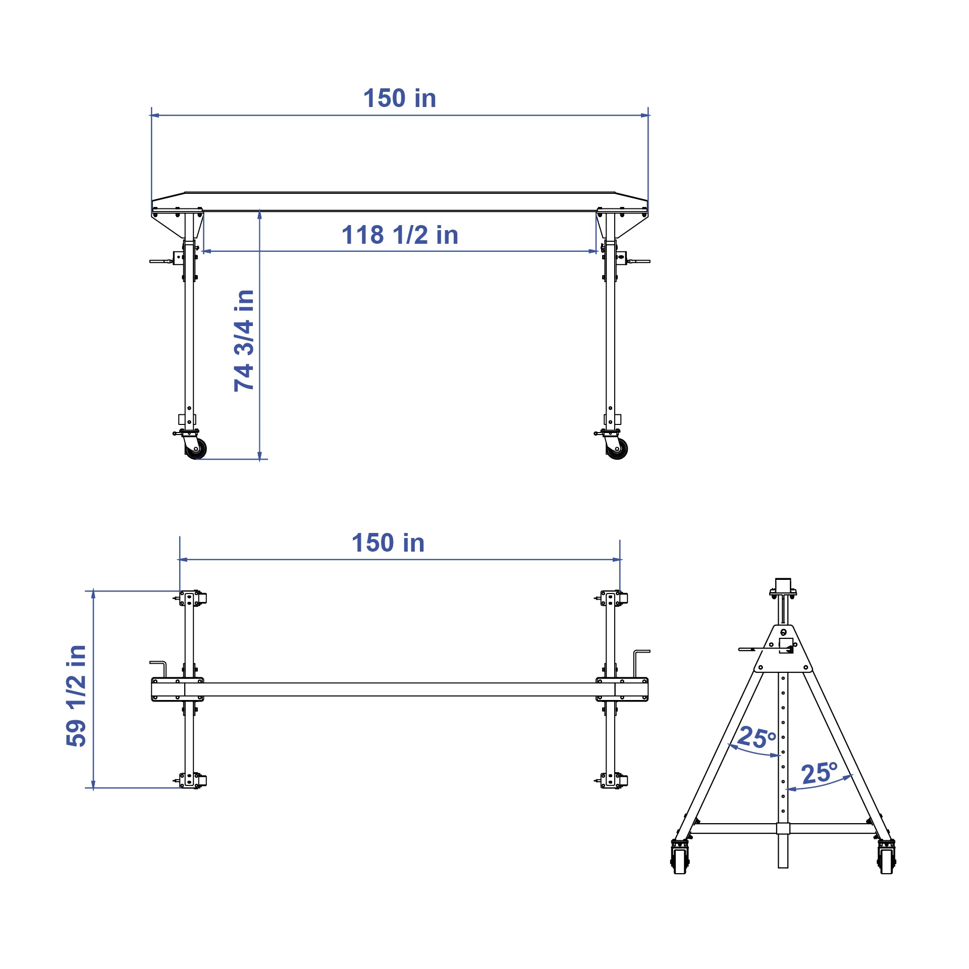Aardwolf Portable Gantry Crane AGC1000 – Aluminium 2,204 lb Rolling A-Frame