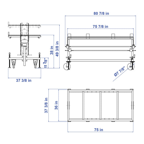 Aardwolf Adjustable Height Work Table AHWT910 – 75 x 36 in. Tilting Slab Bench
