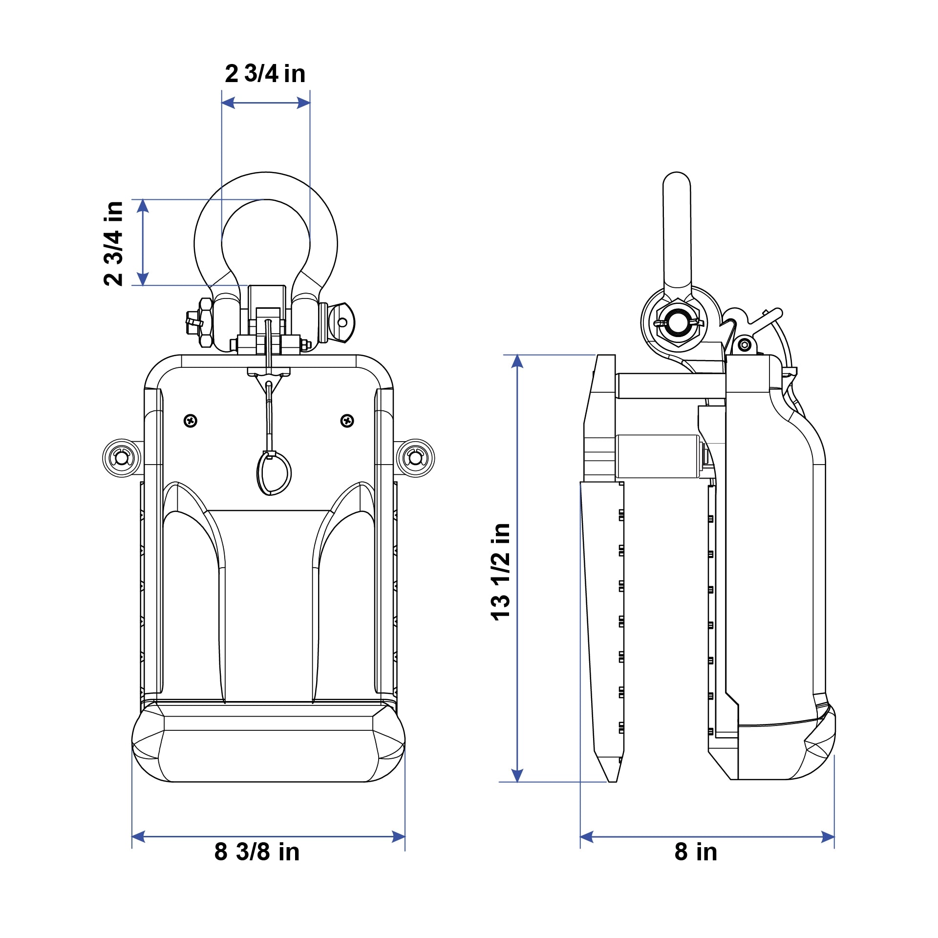 Aardwolf Slab Lifter AL60R – 5/8 in. to 2-3/8 in. Grip, Manual Unlock, with Rollers