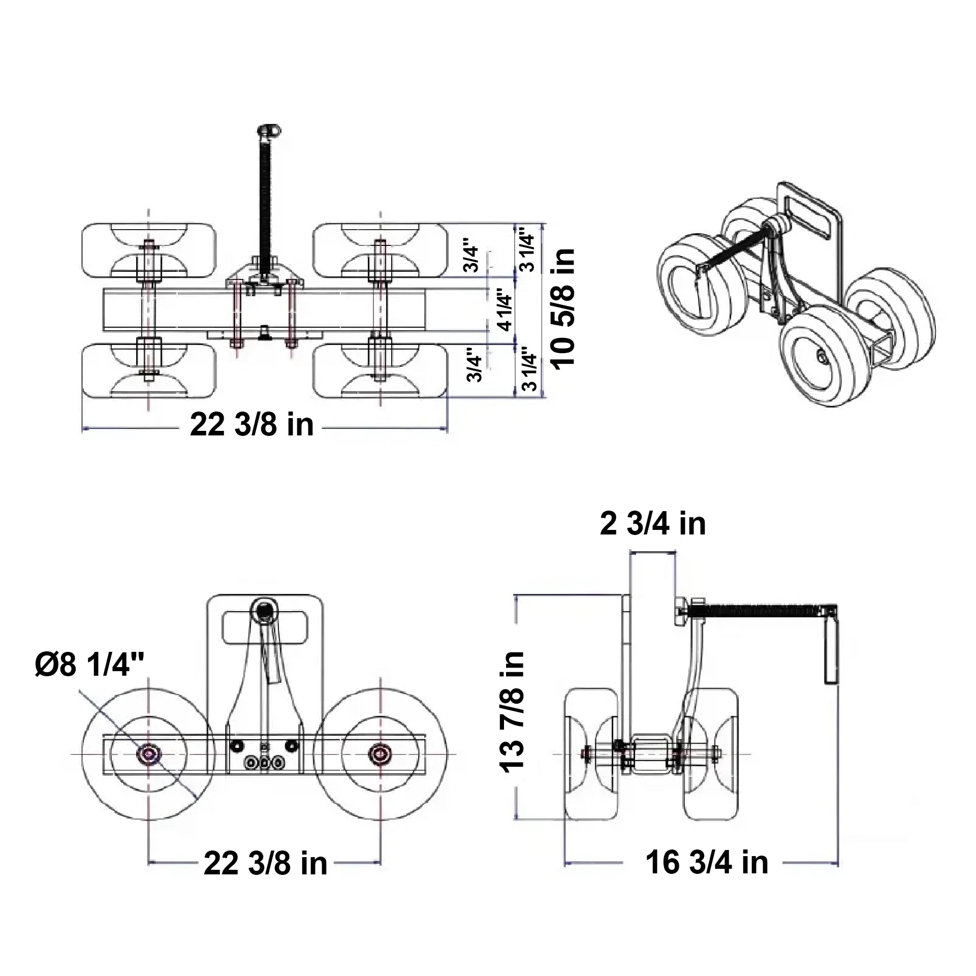 Aardwolf Master Trolley AMT01 – 992 lb Low-Profile Slab Dolly, Flat-Free Tires