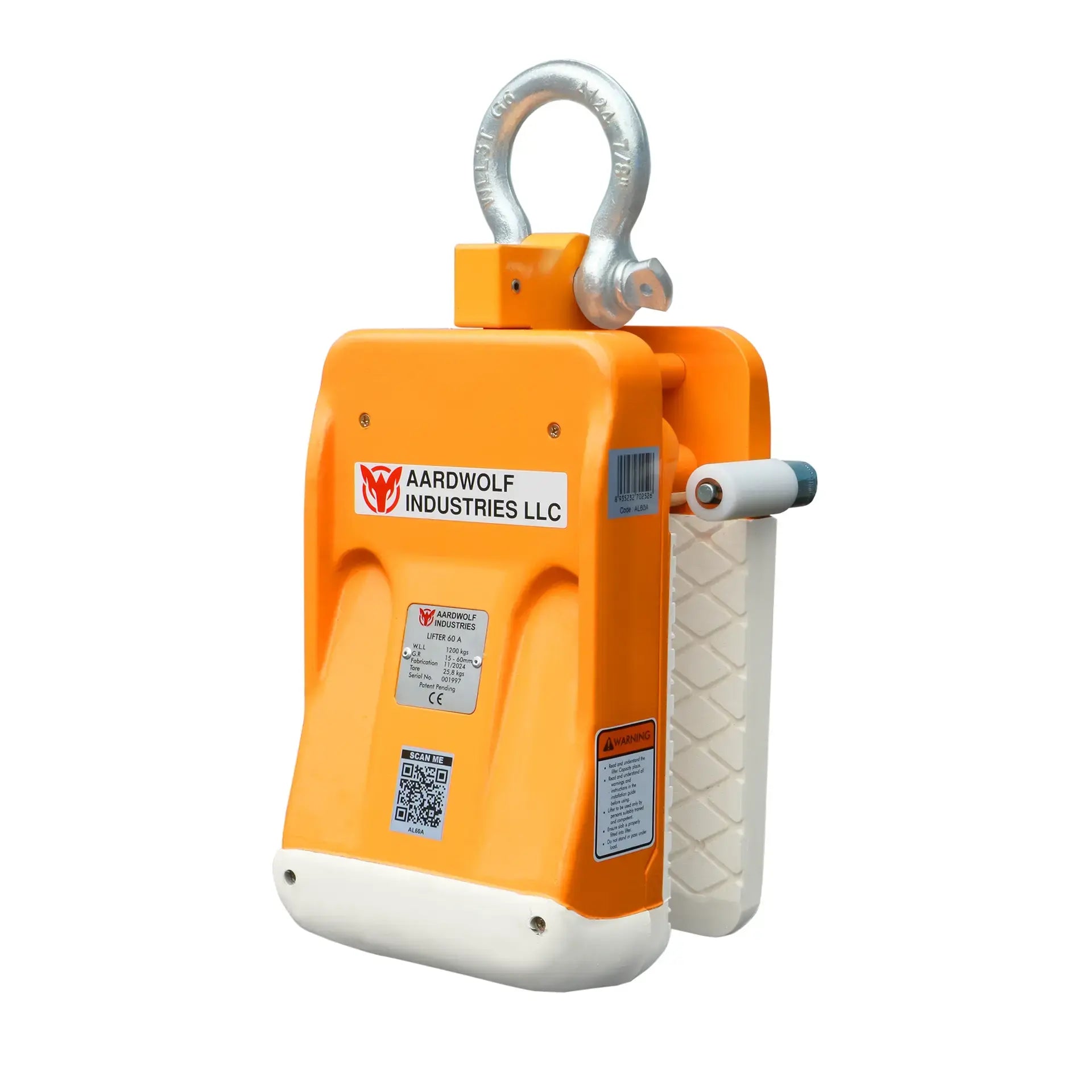 Aardwolf Slab Lifter AL60A – 5/8 in. to 2-3/8 in. Grip, Auto Lock, with Rollers