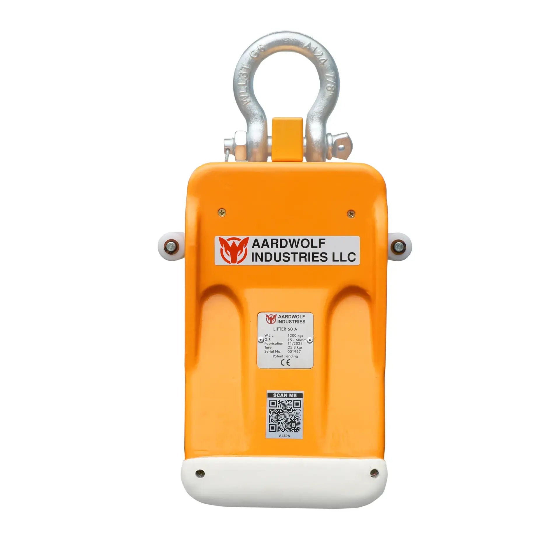 Aardwolf Slab Lifter AL60A – 5/8 in. to 2-3/8 in. Grip, Auto Lock, with Rollers