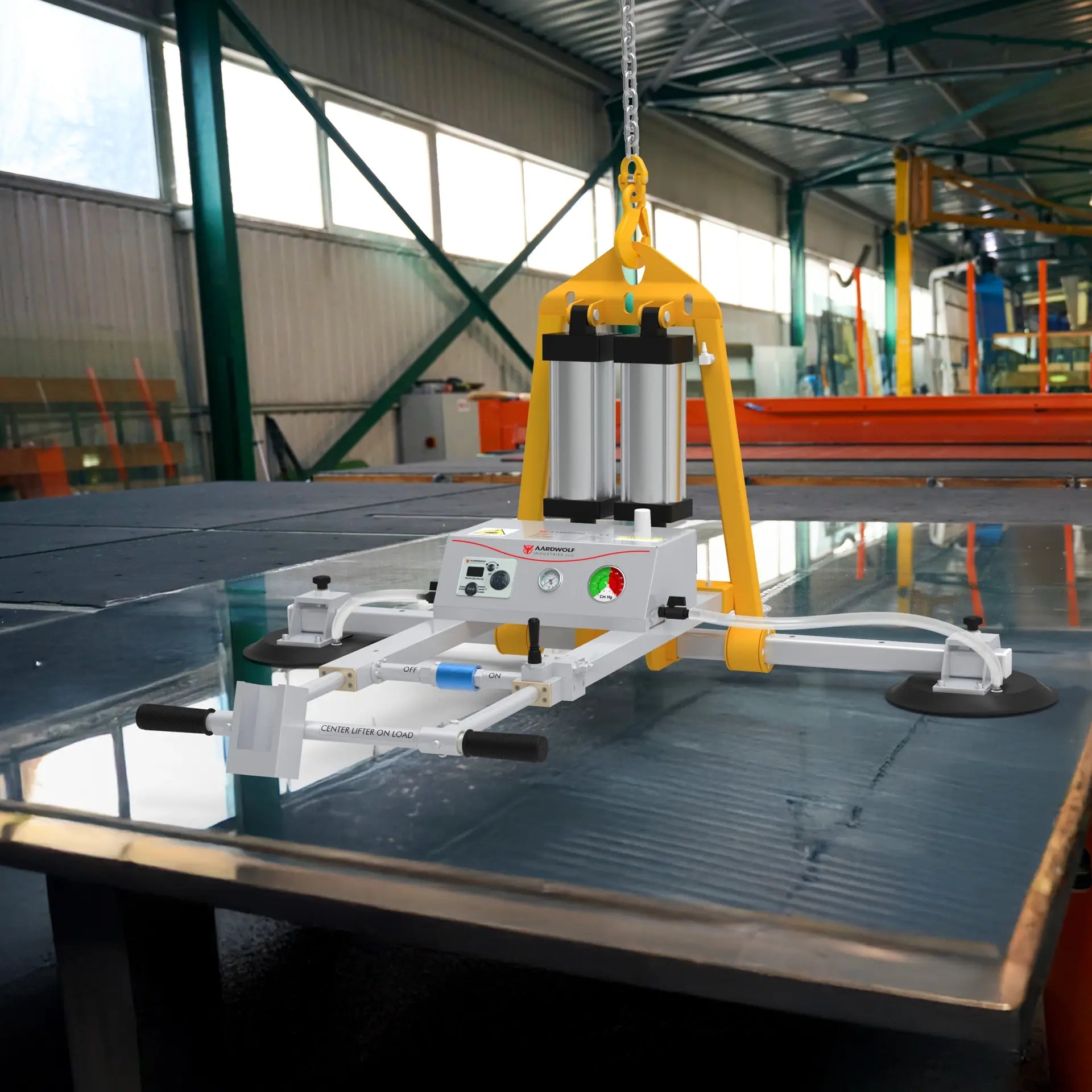 Aardwolf Vacuum Glass Lifter AVGLP2-200 – Two-Pad Pneumatic 441 lb Panel Handler