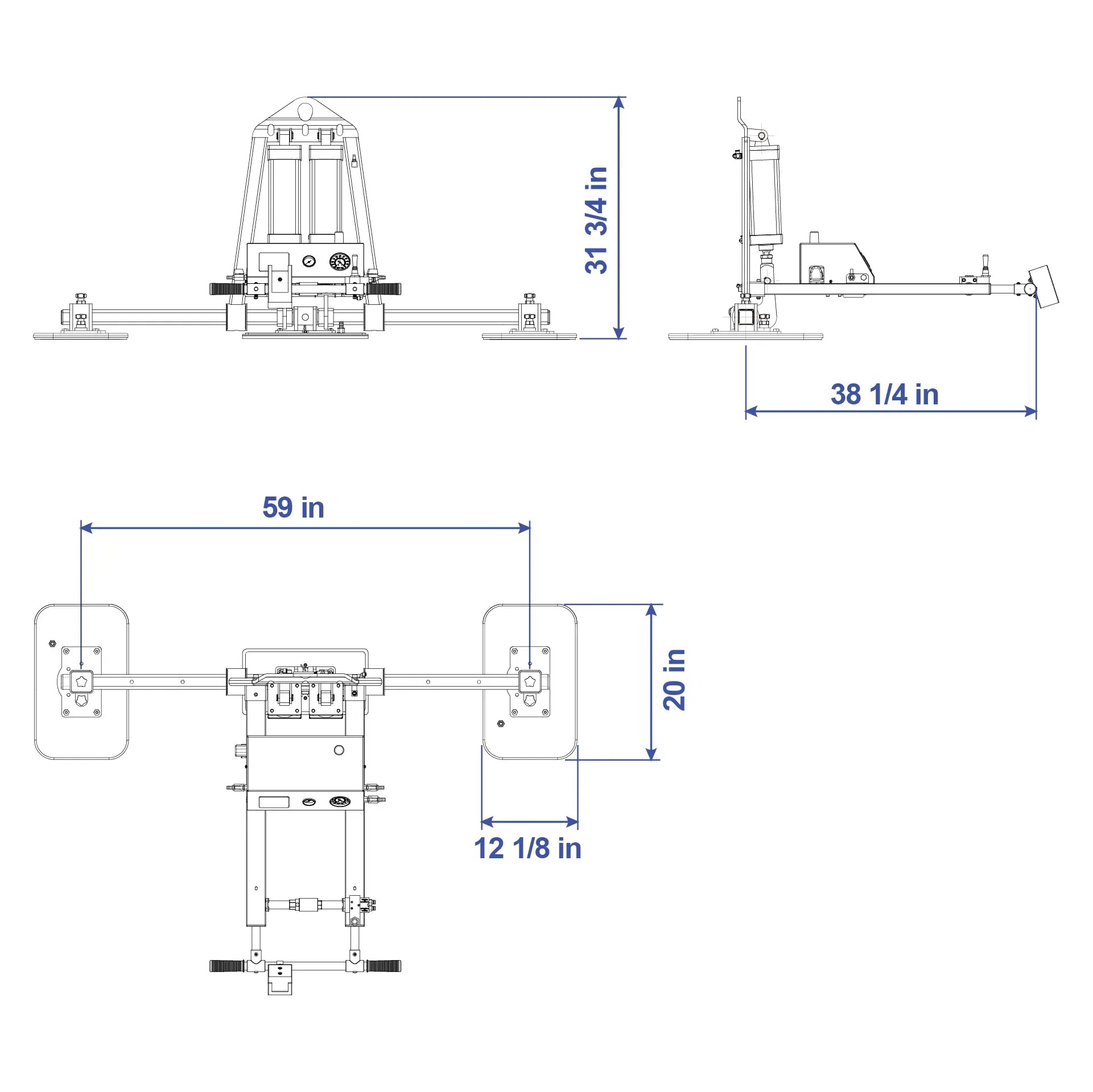 Aardwolf Vacuum Lifter Pro AVLP3-600P – Three-Pad 1,312 lb Slab Handler