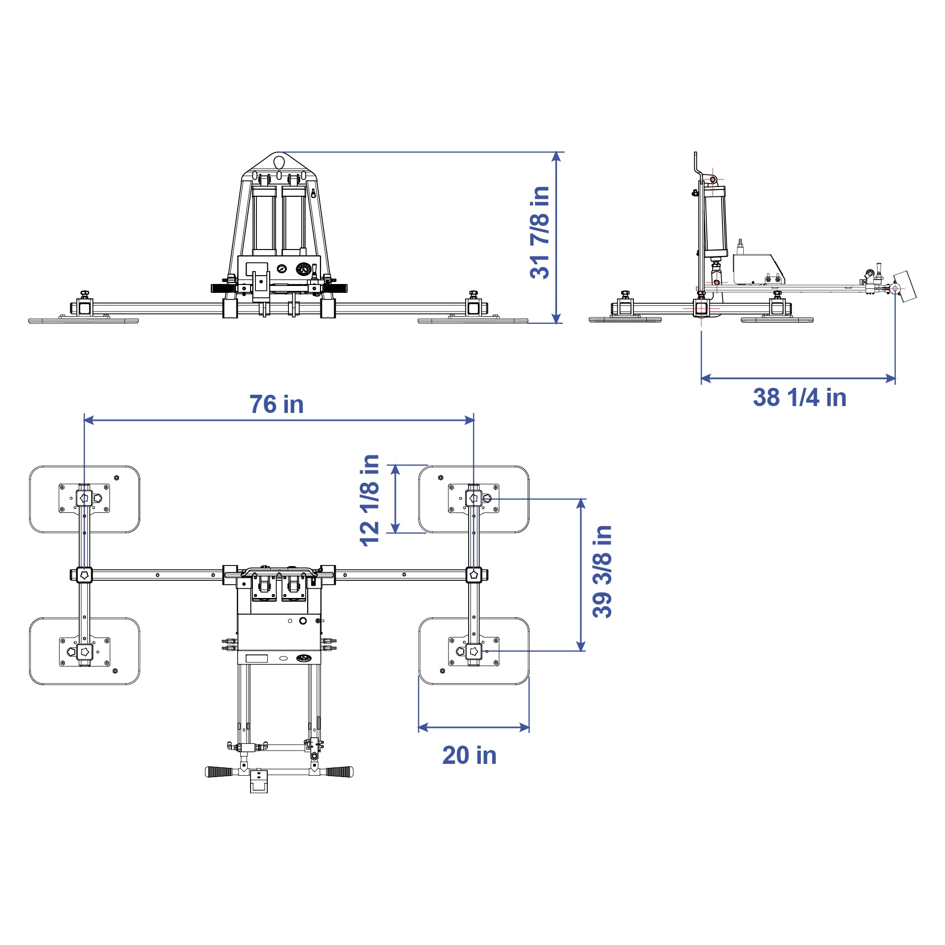 Aardwolf Vacuum Lifter AVLP4-1000 – Four-Pad Pneumatic 2,204 lb Slab Handler