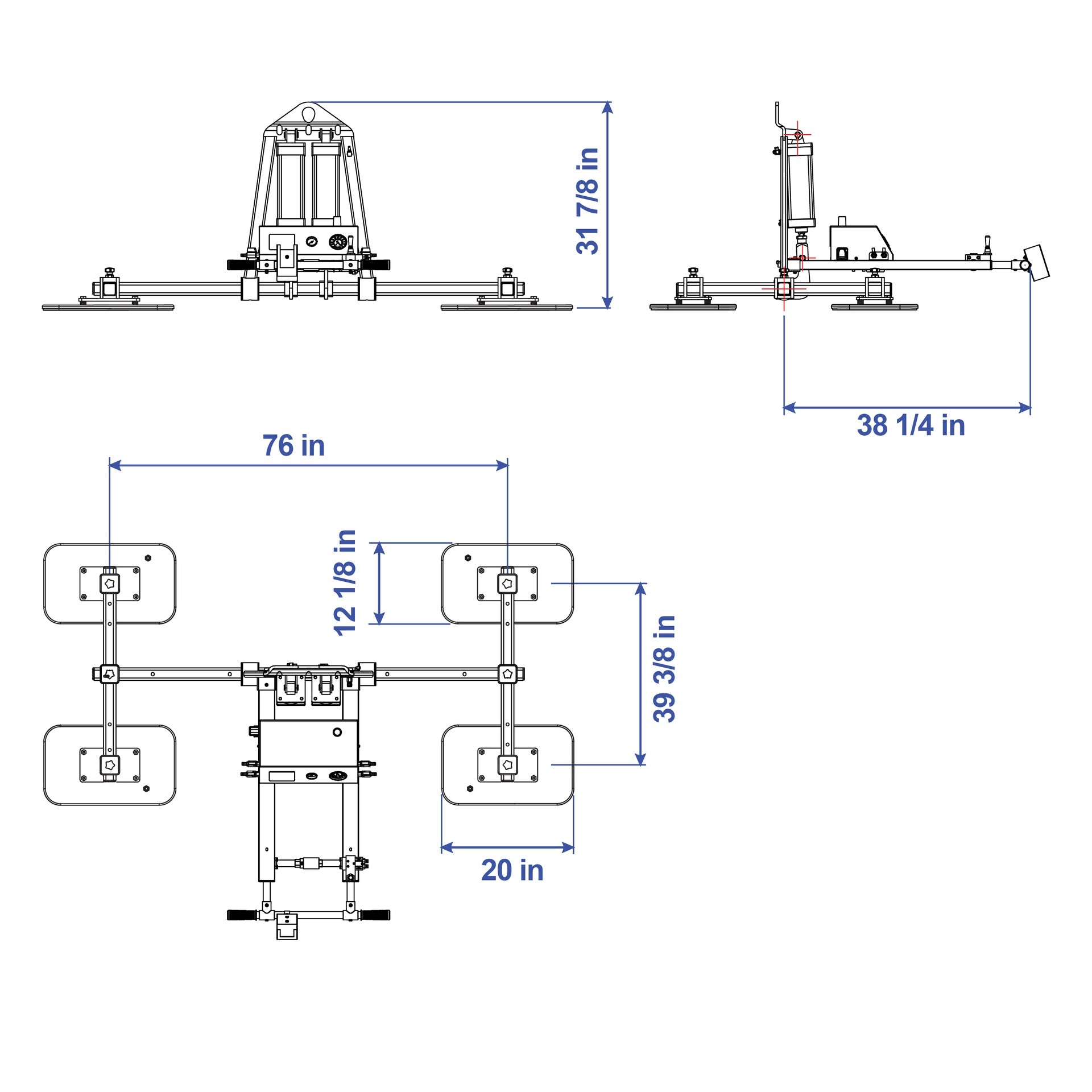Aardwolf Vacuum Lifter Pro AVLP4-1000P – Four-Pad 2,204 lb Slab Lift, 0–90° Tilt