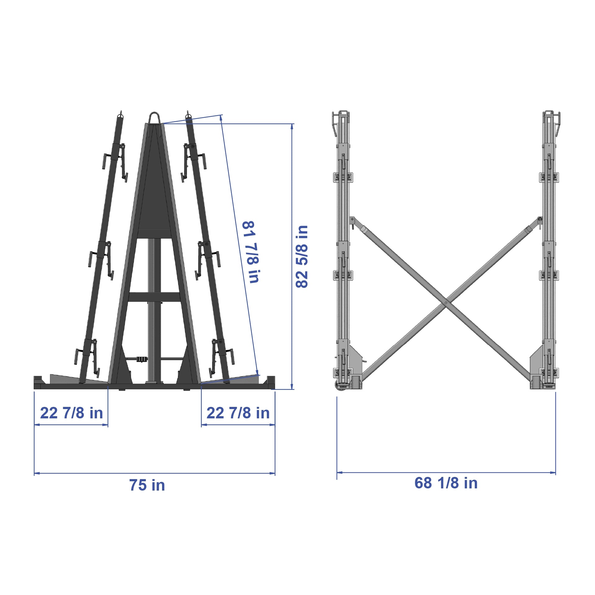 Aardwolf Folding A-Frame FAF2100 – 82.7 in. Collapsible Slab Transport Rack