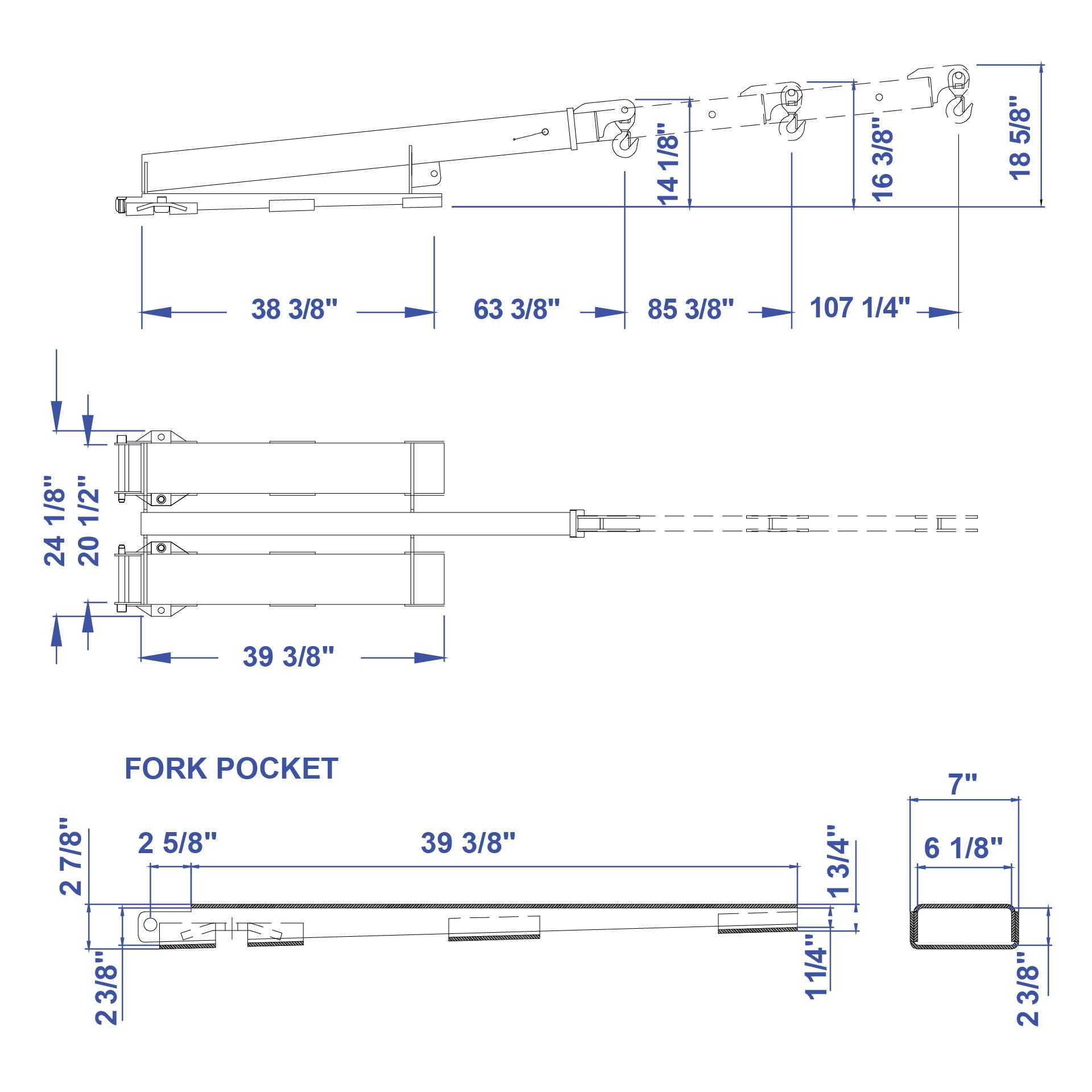 Aardwolf Forklift Boom FB1-2720 – Telescoping 107 in. Jib for Slab Handling