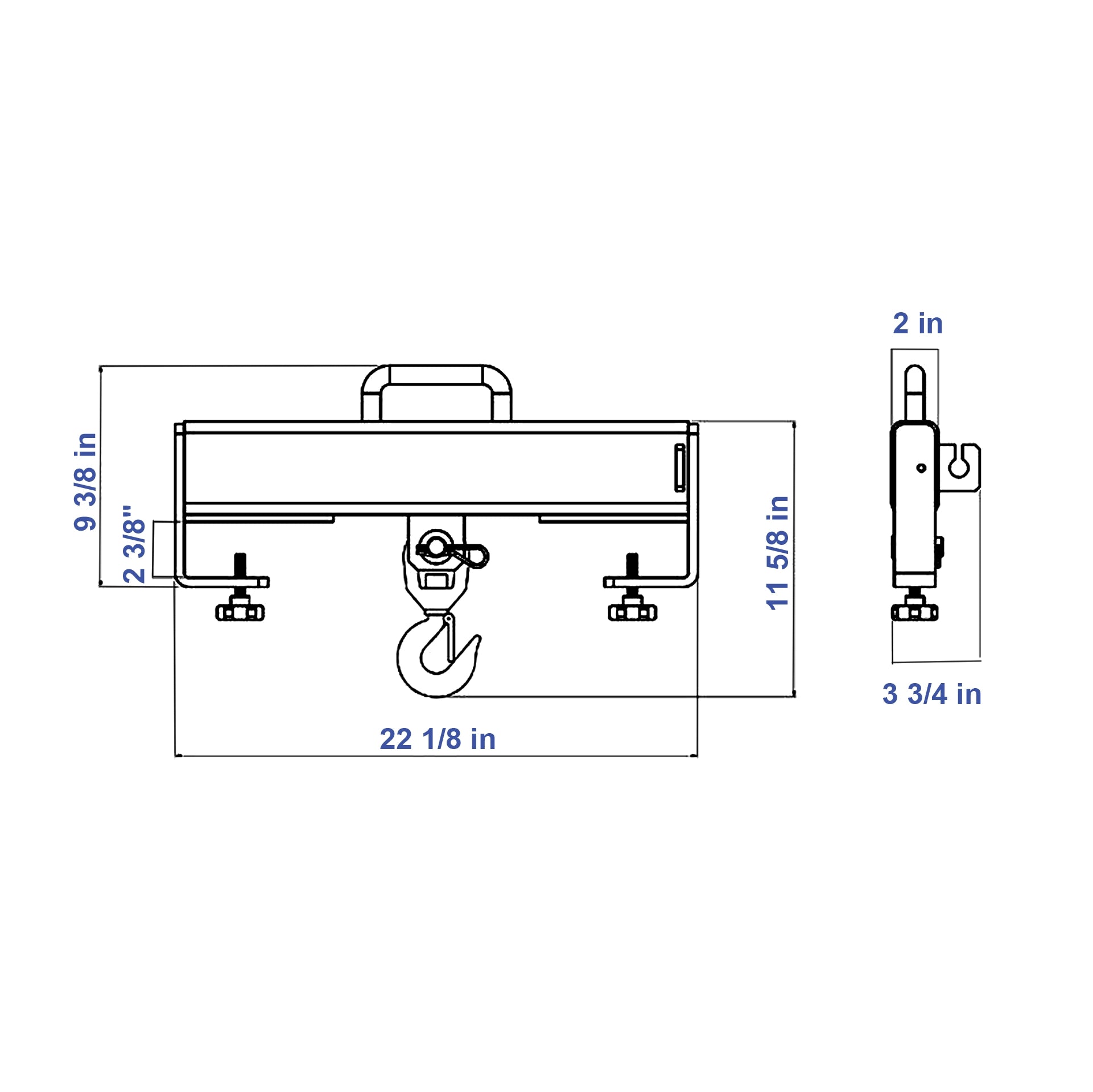 Aardwolf Fork Hook Attachment FHADF2 – Double-Blade 6,614 lb Mobile Crane Link