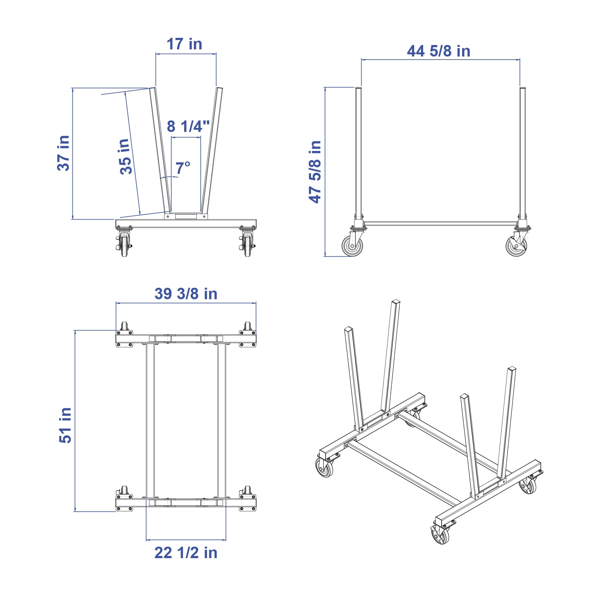 Aardwolf Flip Trolley FT02 – 1,102 lb Slab Flipper with Rubber-Tipped Supports