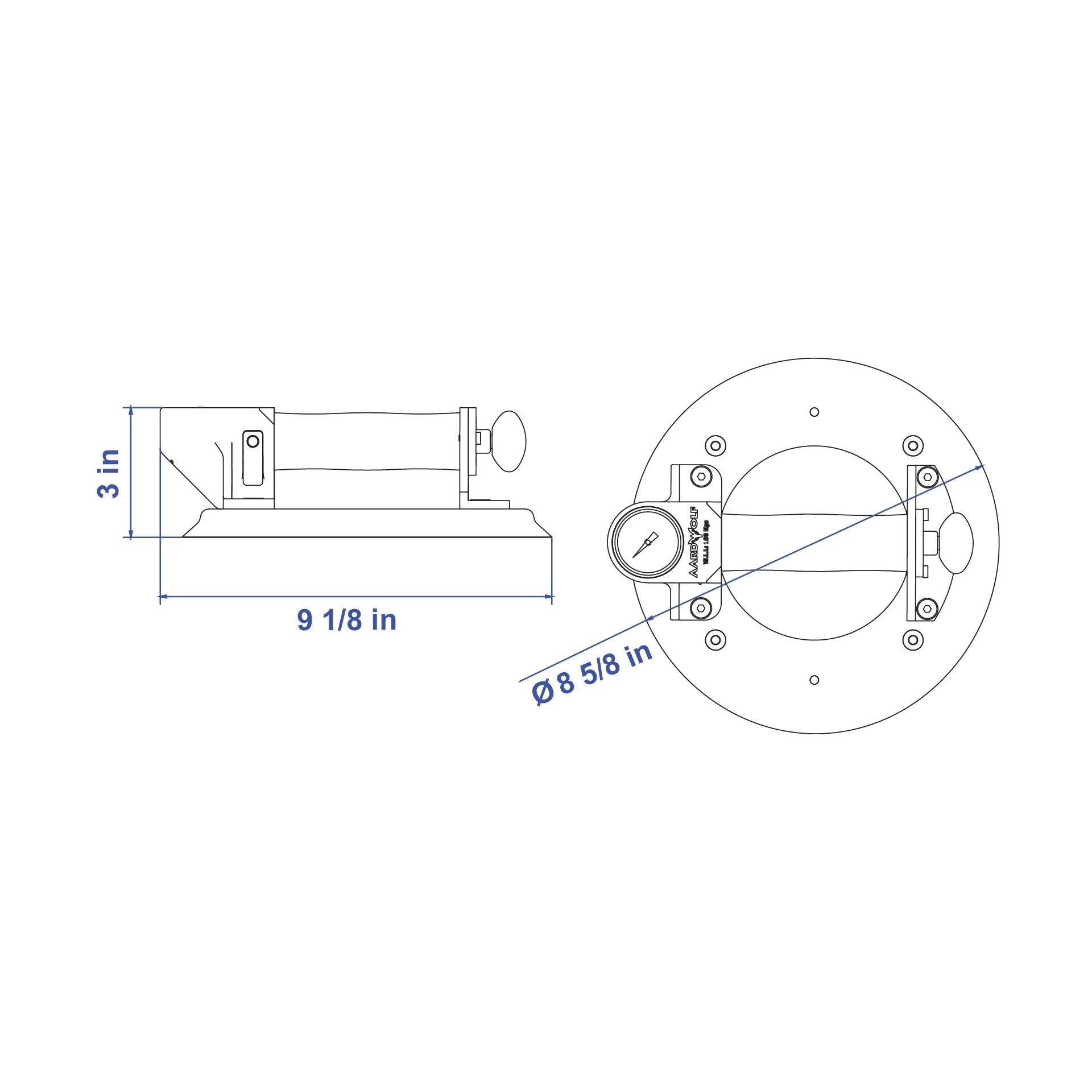 Aardwolf Hand Vacuum Cup Lifter HVC – Pull Pump with Gauge, 220 lb Grip