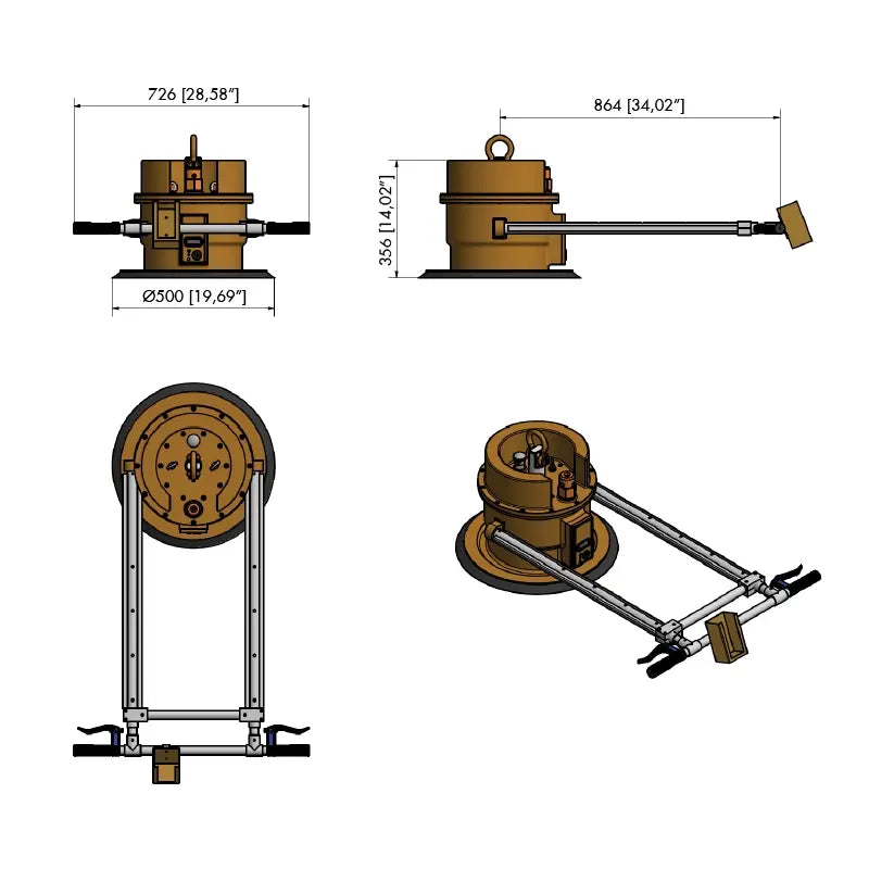Aardwolf Mono Mechanical Vacuum Lifter AMMVL650 – 1,433 lb Powerless Plate Lift