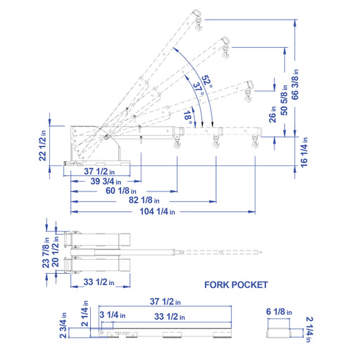 Aardwolf Pivot Forklift Boom PFB1-2600 – Tilting 102.4 in. Jib with 52° Reach