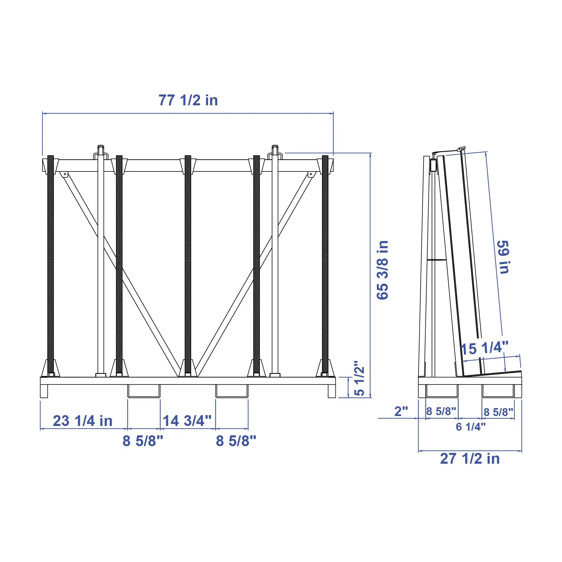 Aardwolf Single Side Transport Rack SSTR-2000 – 5,511 lb for Slabs, Fork Pockets