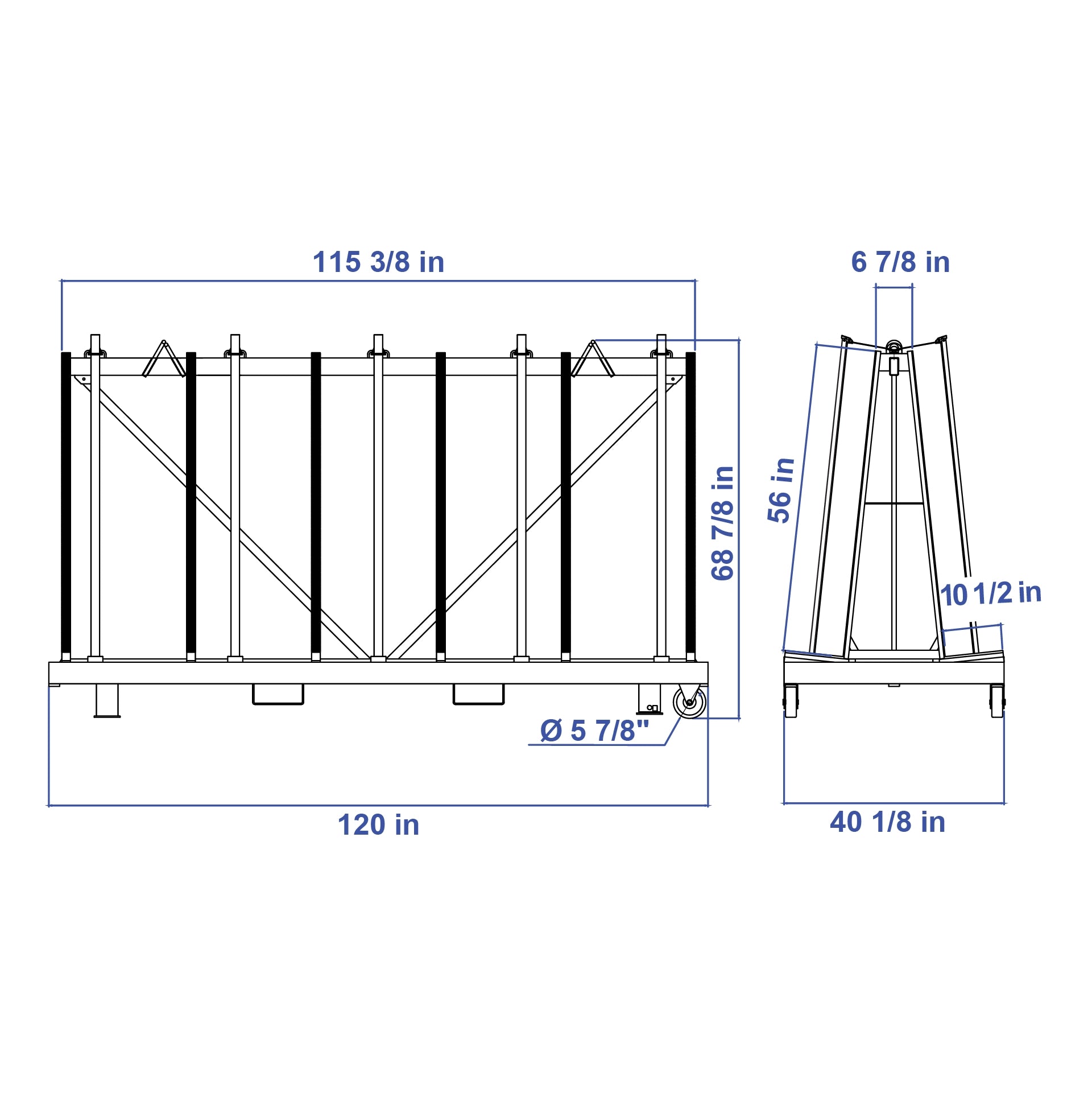 Aardwolf Transport Frame TF3050 – 120 1/8 in. Rack for Full-Length Countertops