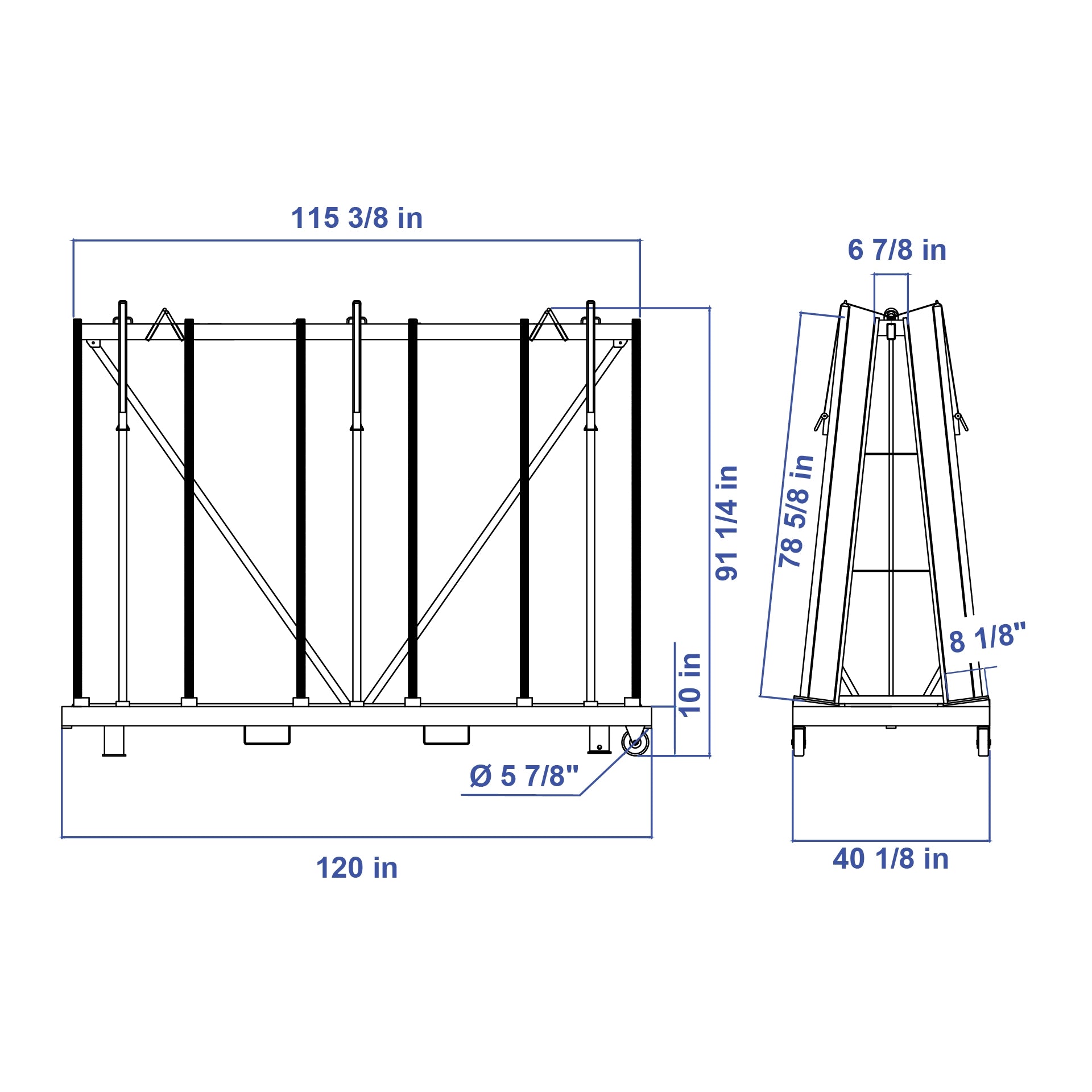 Aardwolf Transport Frame TF3050H – Tall 120 1/8 in. Rack for High Panels and Slabs