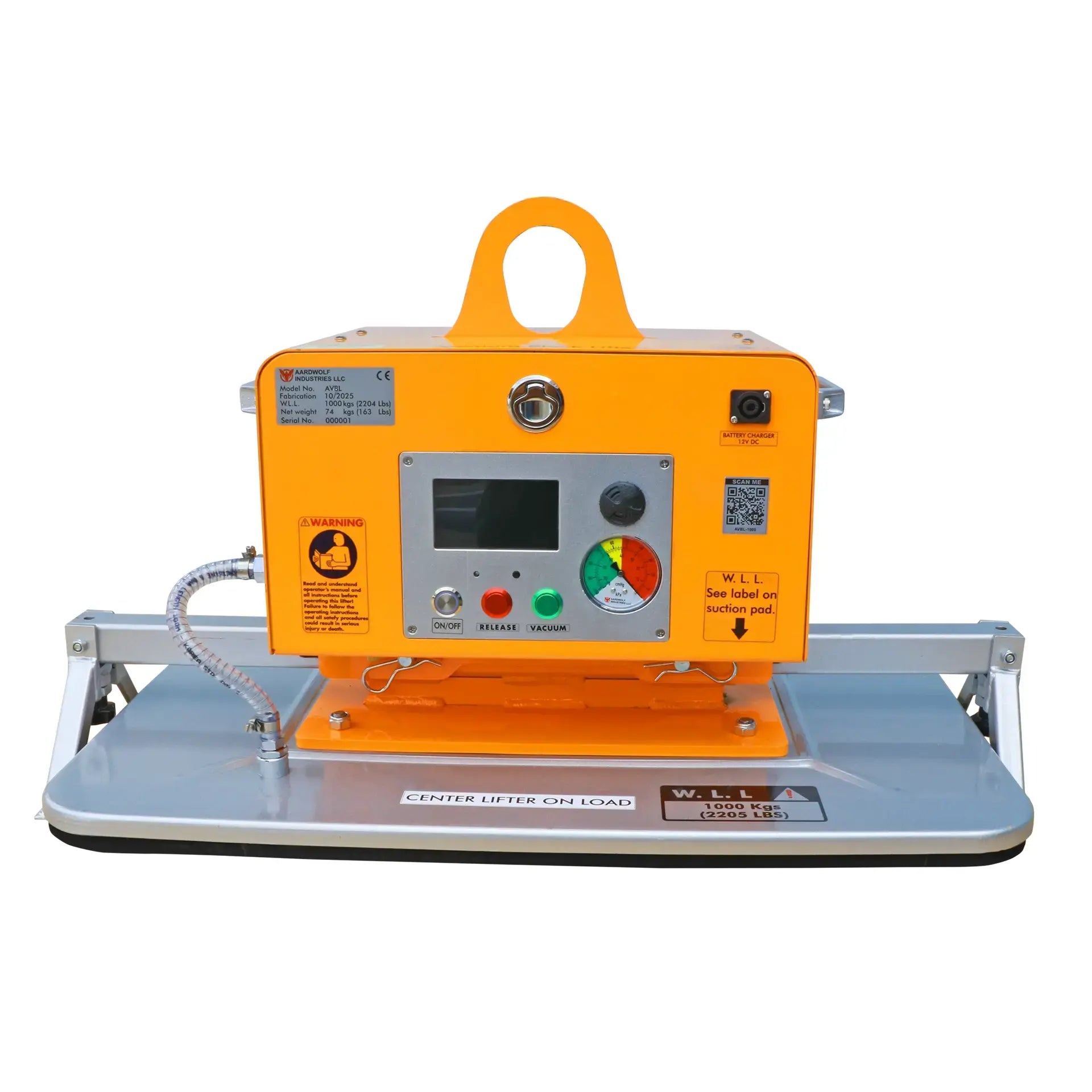Aardwolf Vacuum Block Lifter AVBL1000 – 2,204 lb Battery Grip for Stone