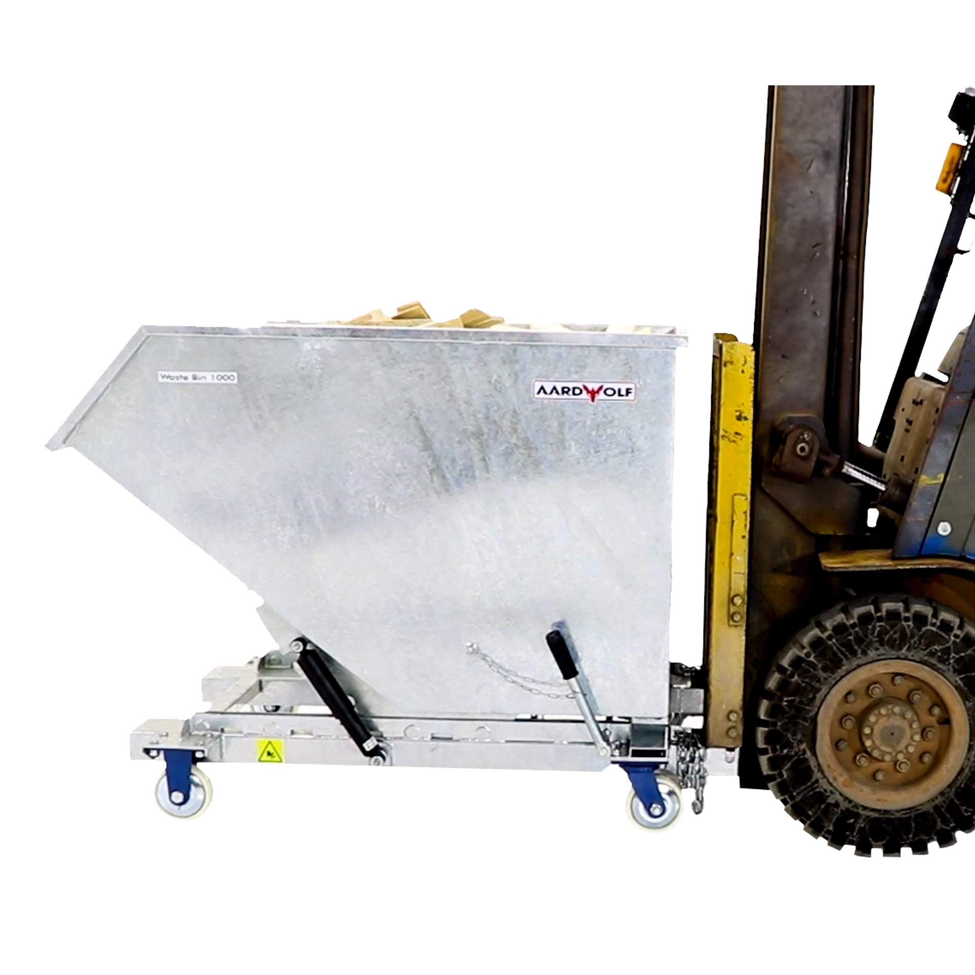 Aardwolf Waste Bin WB1000G – Galvanised Self-Dumping Forklift Hopper, 1,500 kg Class
